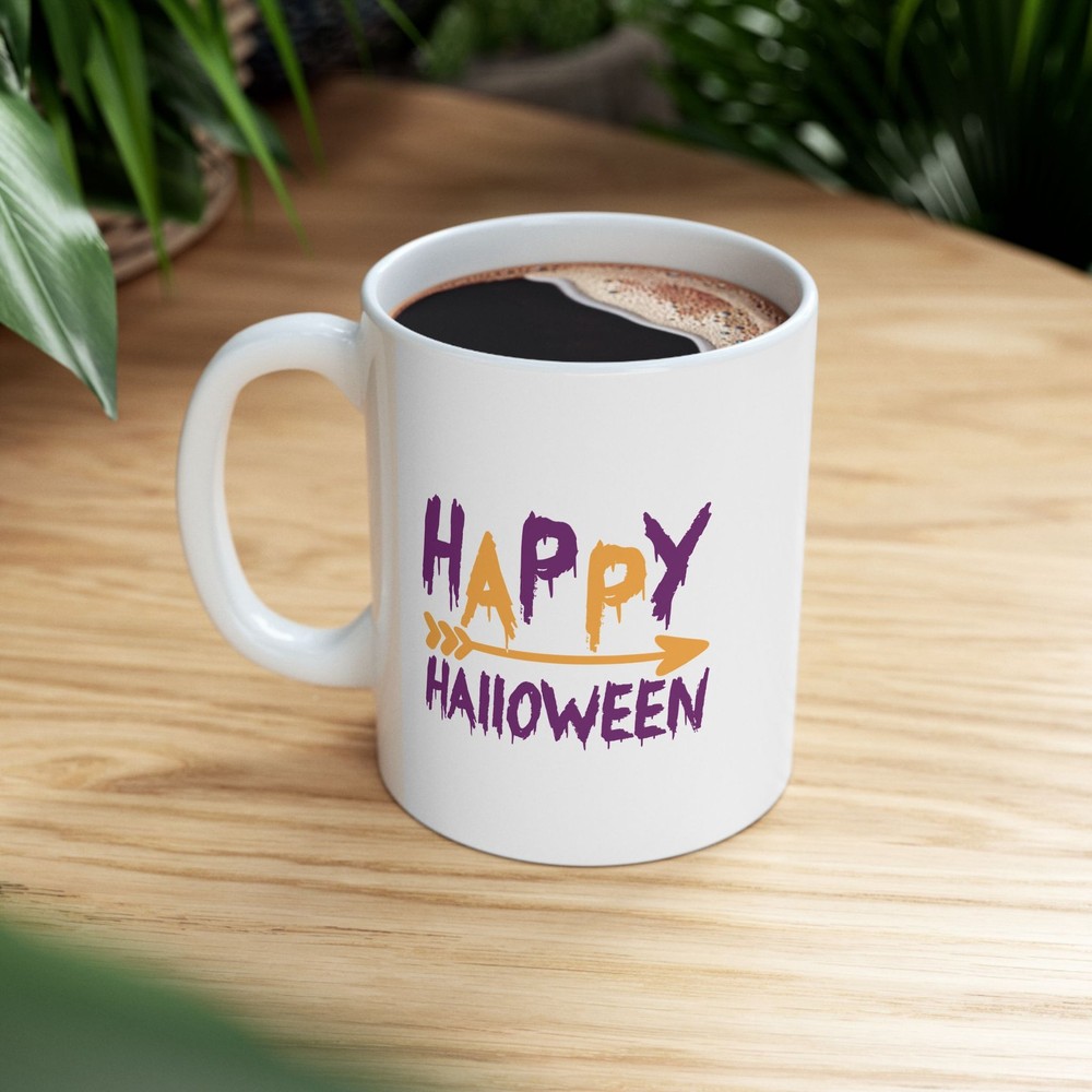 Happy Halloween – White Ceramic Mug (11oz or 15oz) 🎃☕