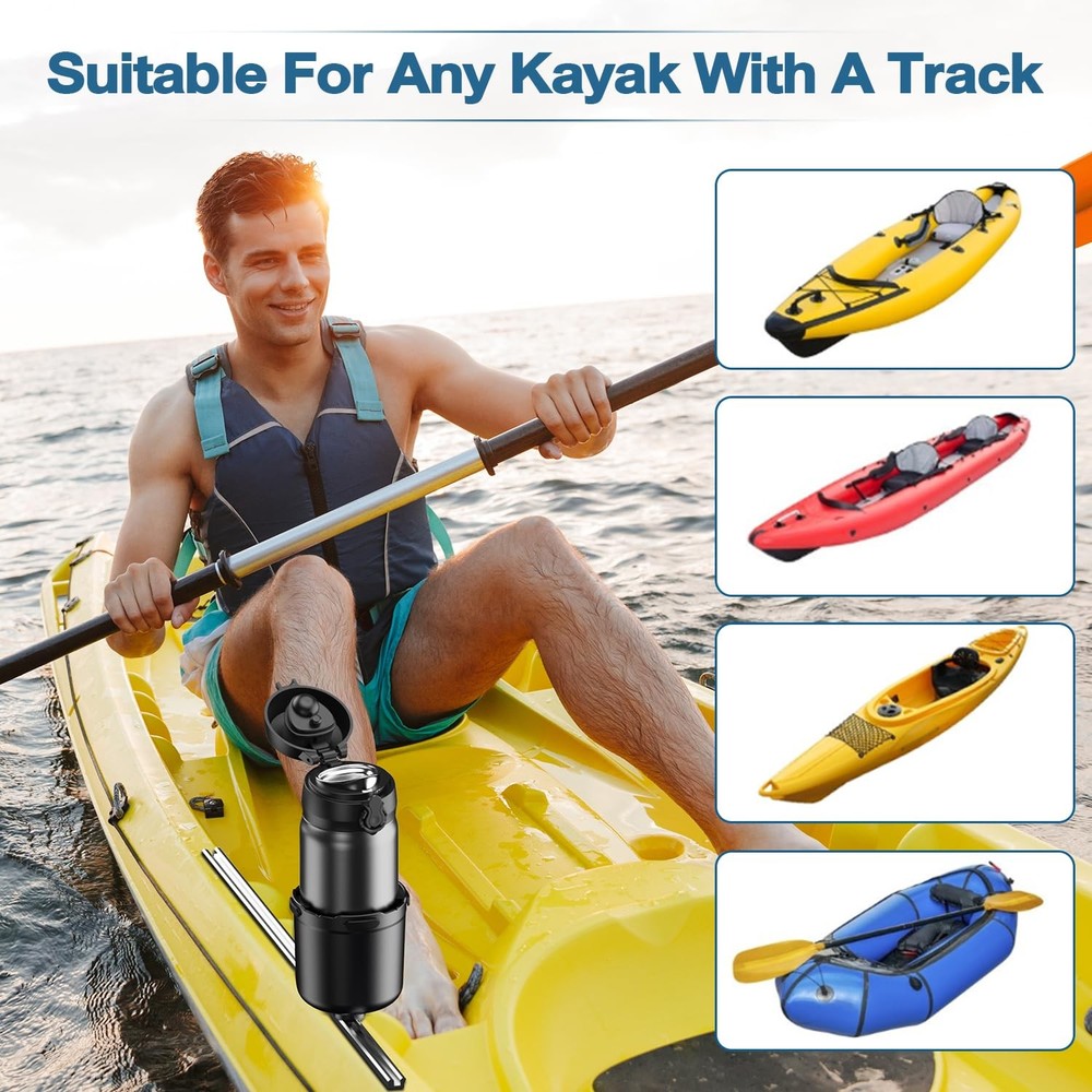 Kayak Cup Holder Track Mount Multifunction Black