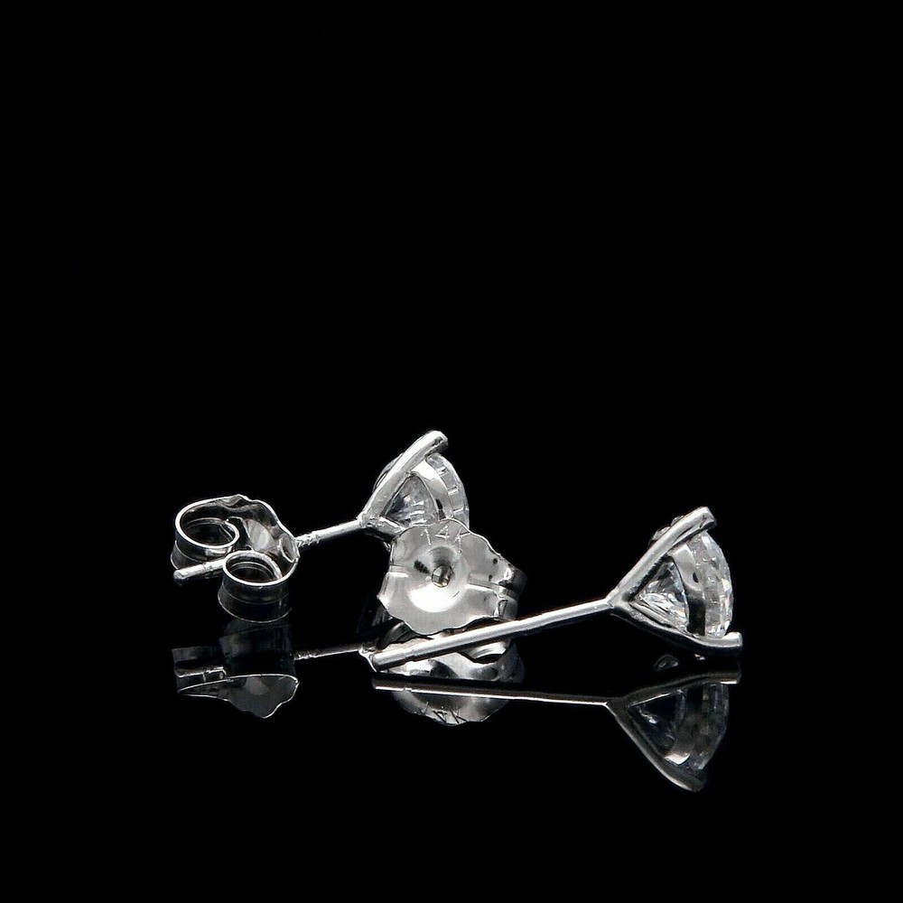 1Ct Lab Created Diamond Solitaire Round Cut Stud Earrings 14K White Gold Plated