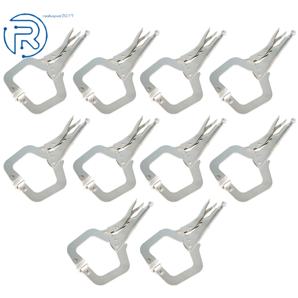 Adjustable 10 Pack Swivel Pad Locking C-Clamp Locking Pliers 11 Inch
