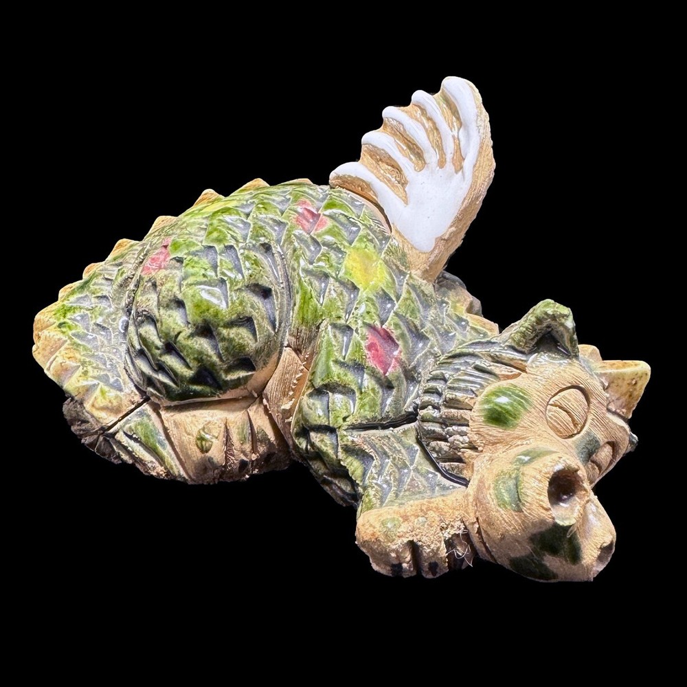 Small Sleeping Dragon Statue Hand Made Signed M. B. C.