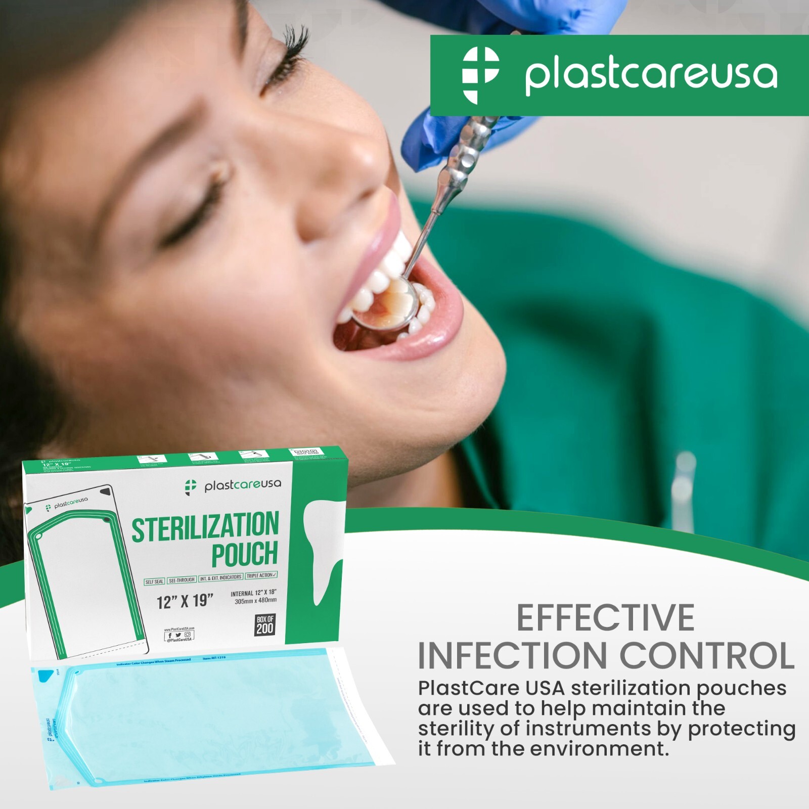 200 12" x 19" Large Self-Sealing Sterilization Pouches Sterilizer Bag Autoclave