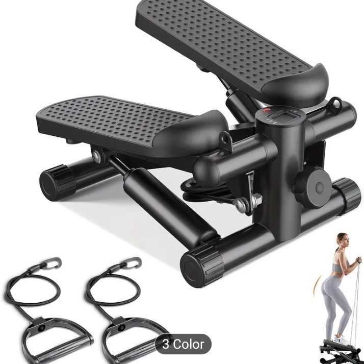 Mini Exercise Stepper with Resistance Bands - Compact Stair Stepper Machine for