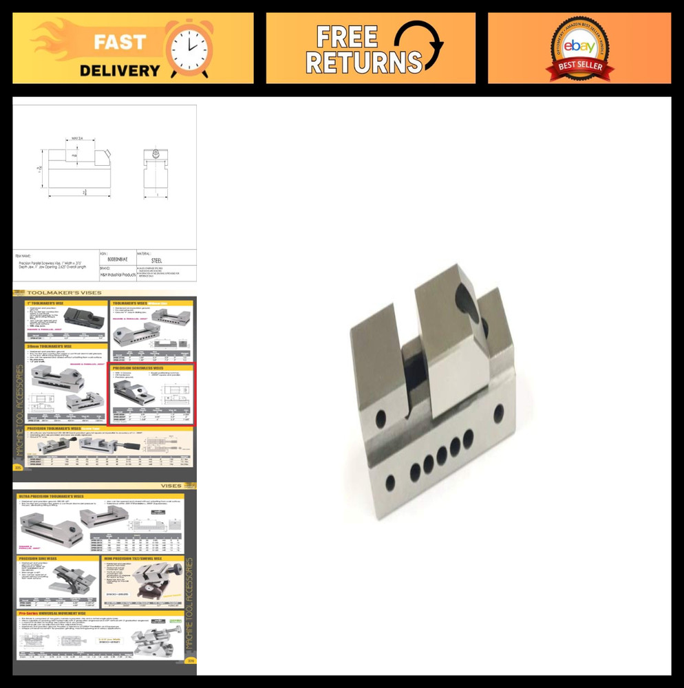 1 Inch Precision Parallel Screwless Vise - High Accuracy Metalworking Tool