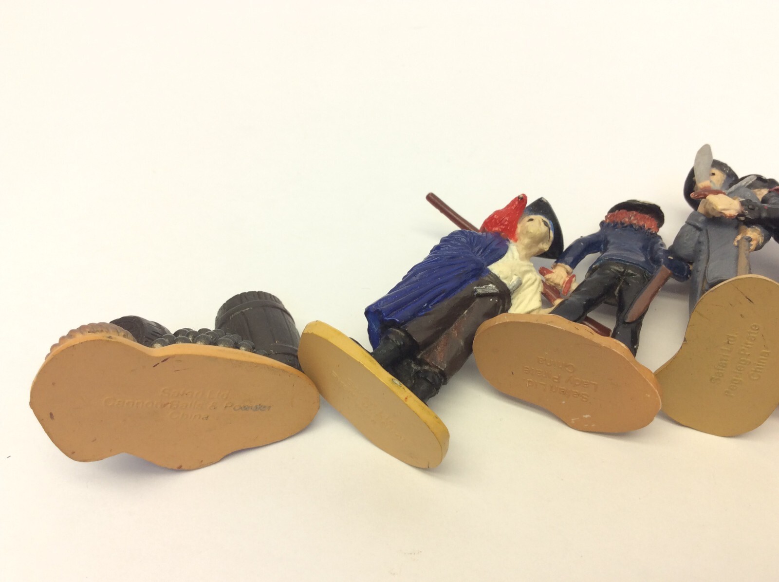 Lot of 6 Safari LTD Pirate Figures Toys Barrels Made in China Figurines