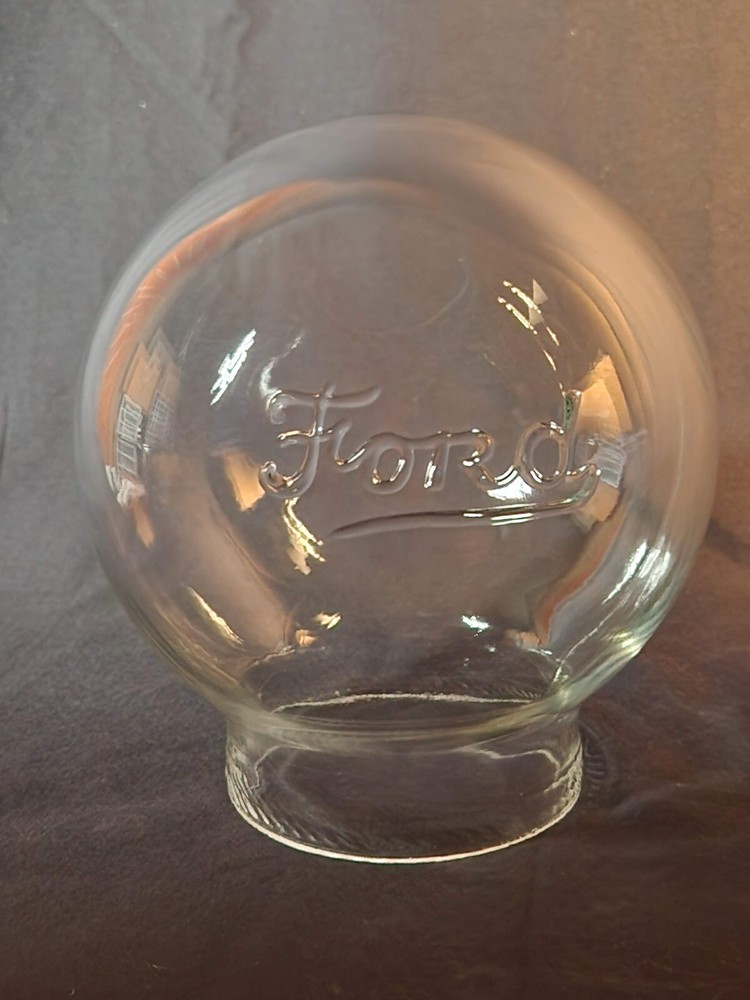 FORD "SCRIPT" EMBOSSED HAND BLOWN GUMBALL MACHINE GLOBE - FREE SHIPPING !!