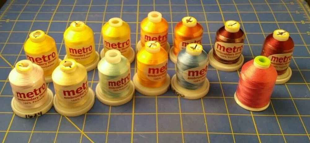 LOT 12 METRO Embroidery Thread 100% Polyester solid colors and one Coast & Clark