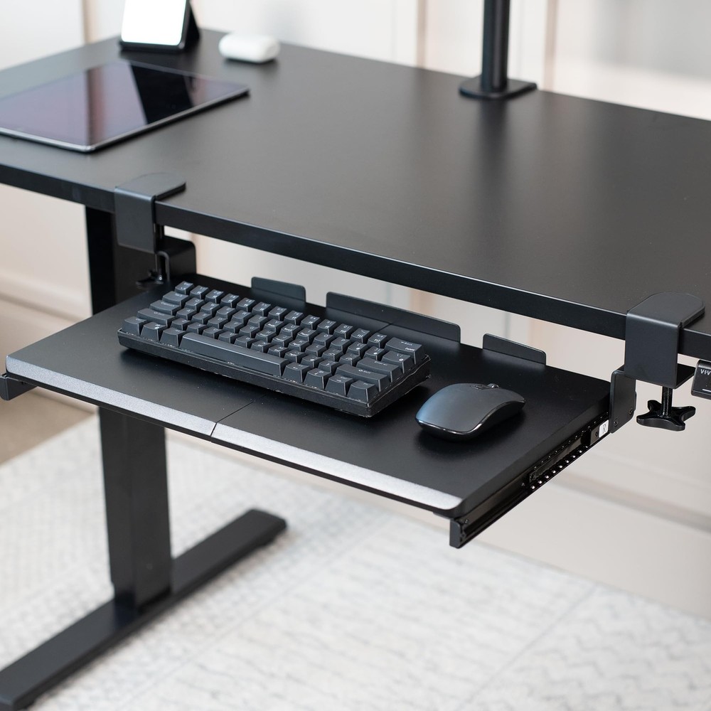 VIVO Small Keyboard Tray Under Desk Pull Out with Extra Sturdy C Clamp Mount Sys
