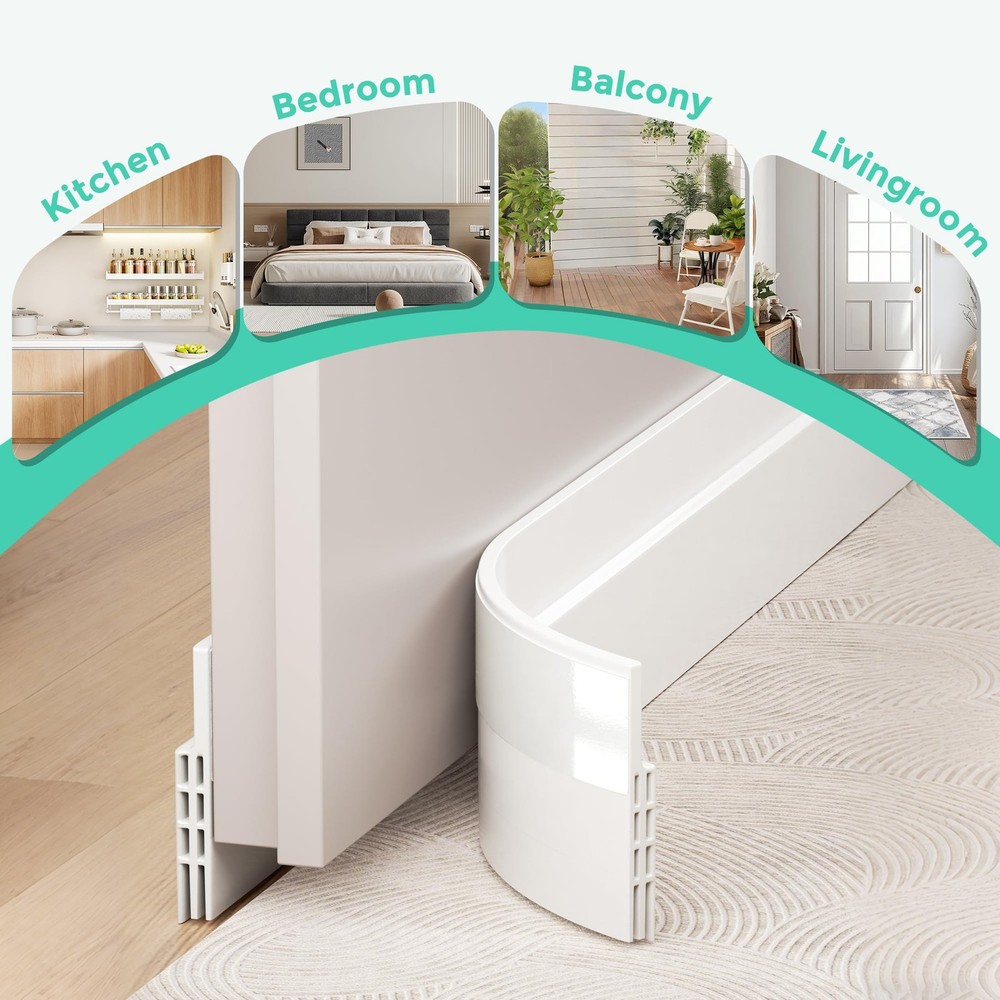 Hojoy 2 Pack Under Door Draft Stopper, Adjustable Sweep 2 Pack, White