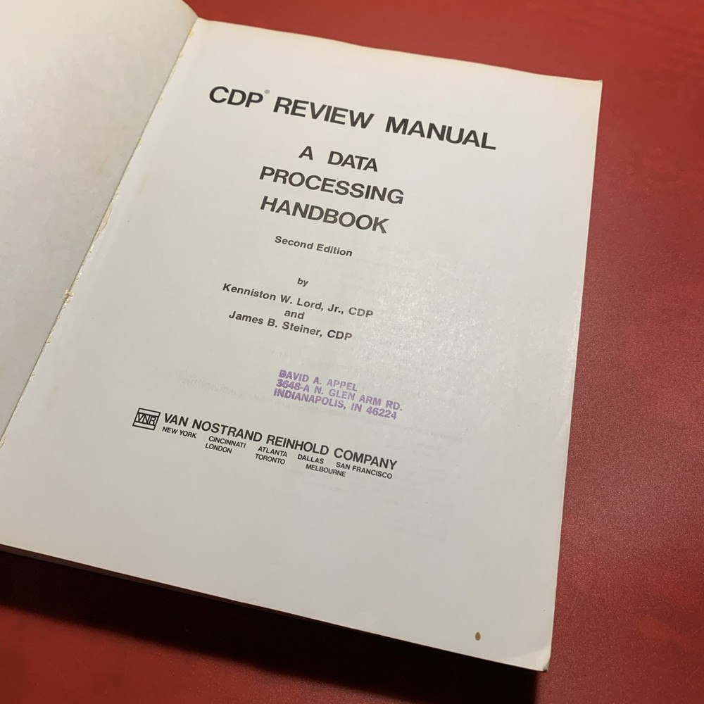 CDP REVIEW MANUAL A DATA PROCESSING HANDBOOK Second Edition W. Lord, Jr.