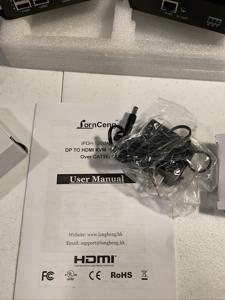 4K HDMI KVM Extender Over Cat5e/Cat6 Cable Extender Adapter up to 394ft Untested