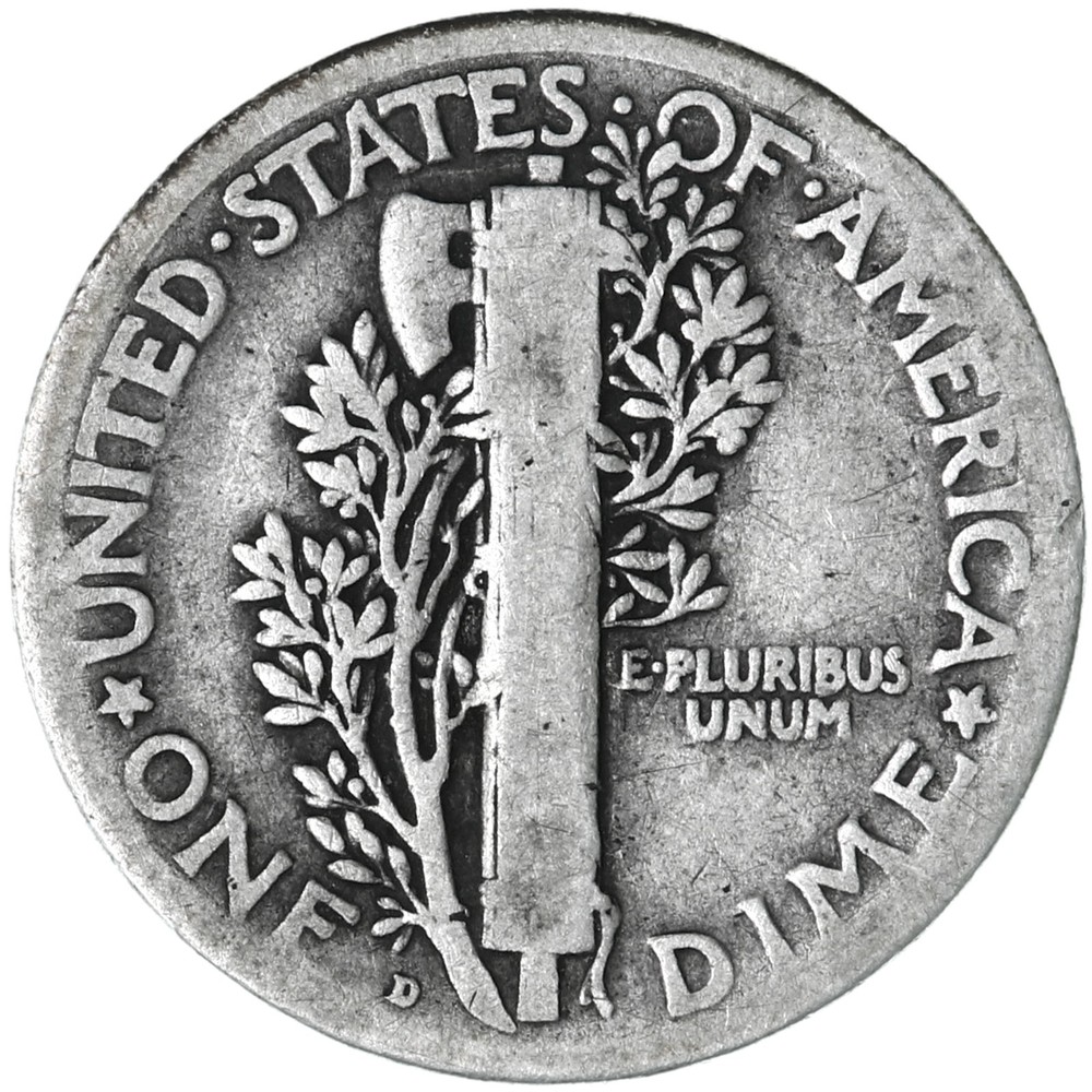 1918 D Mercury Dime 90% Silver Good GD