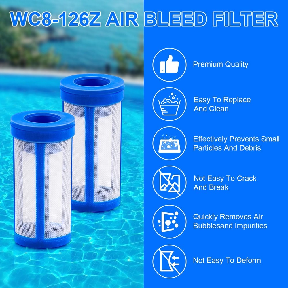 2 Pcs Pool Filter for Sta Rite WC8-126Z Air Bleed Replacement Kit blue