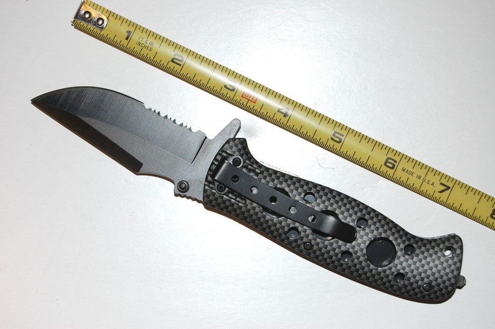 WarTech Assisted Opening Linerlock Pocket Knife - Carbon Fiber Pattern Handle