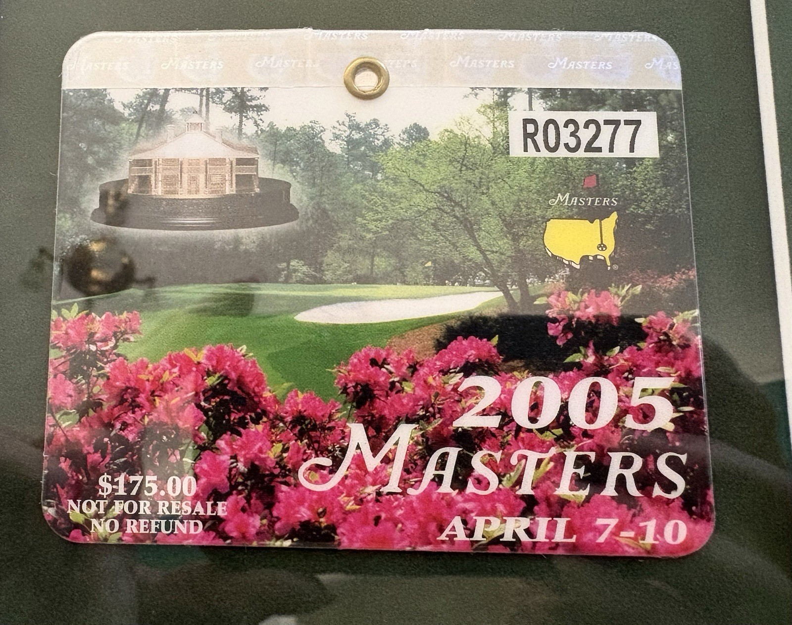 2005 Masters Badges Framed Pair Tiger Woods Win #4