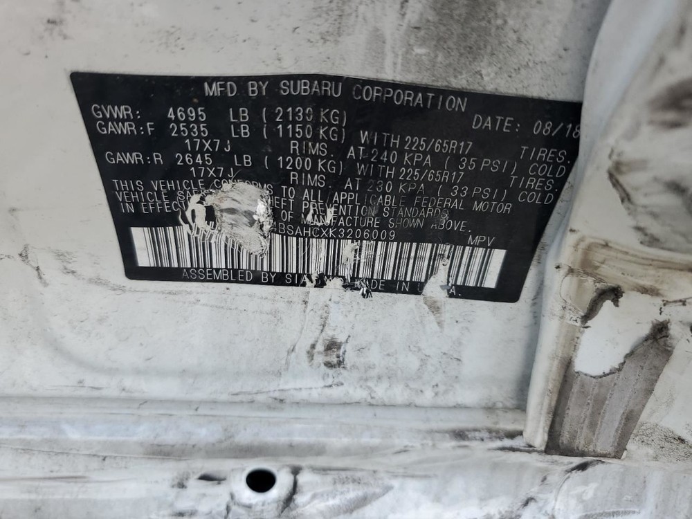 CONTROL PANEL OEM 2019 SUBARU OUTBAKLEG 1YR WRNTY 86471AL67A