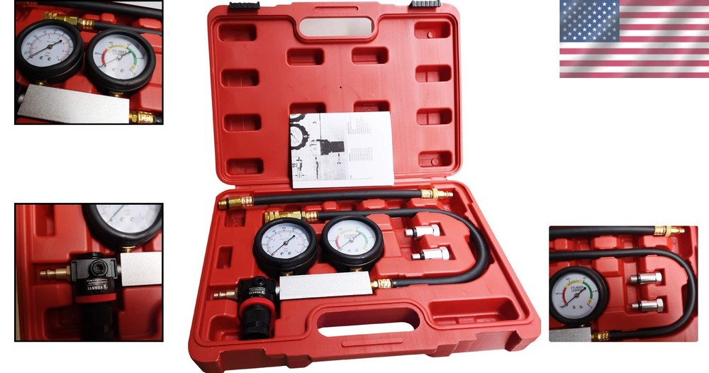 Comprehensive Engine Cylinder Leak Down Tester with Multiple Adapters Included
