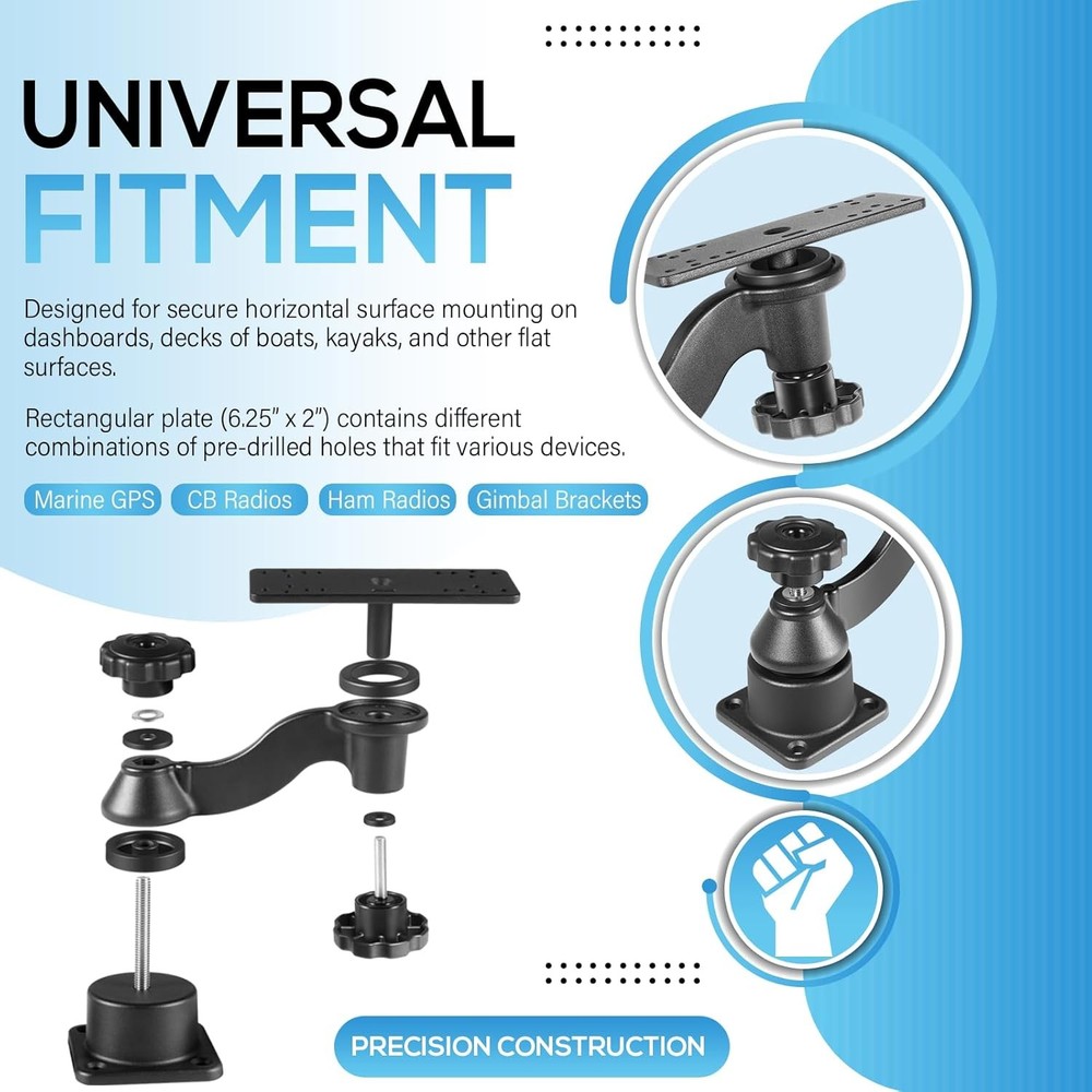 Fishfinder Mount with 6-inch Swing Arm for Fish Finder & Chartplotters
