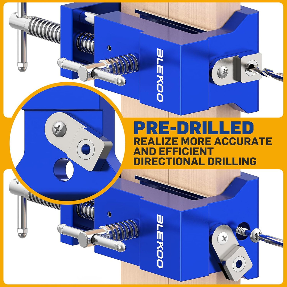 2 Pack Cabinet Clamps for Installation, Solid Drilling Tool with Pilot Hole Guid