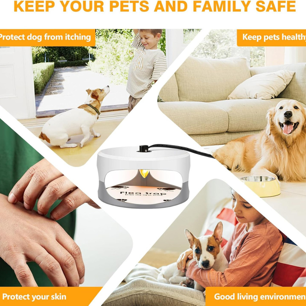2 Pcs Flea Traps for Inside Your Home, Bug Killer with Sticky Pads & Light Bulb
