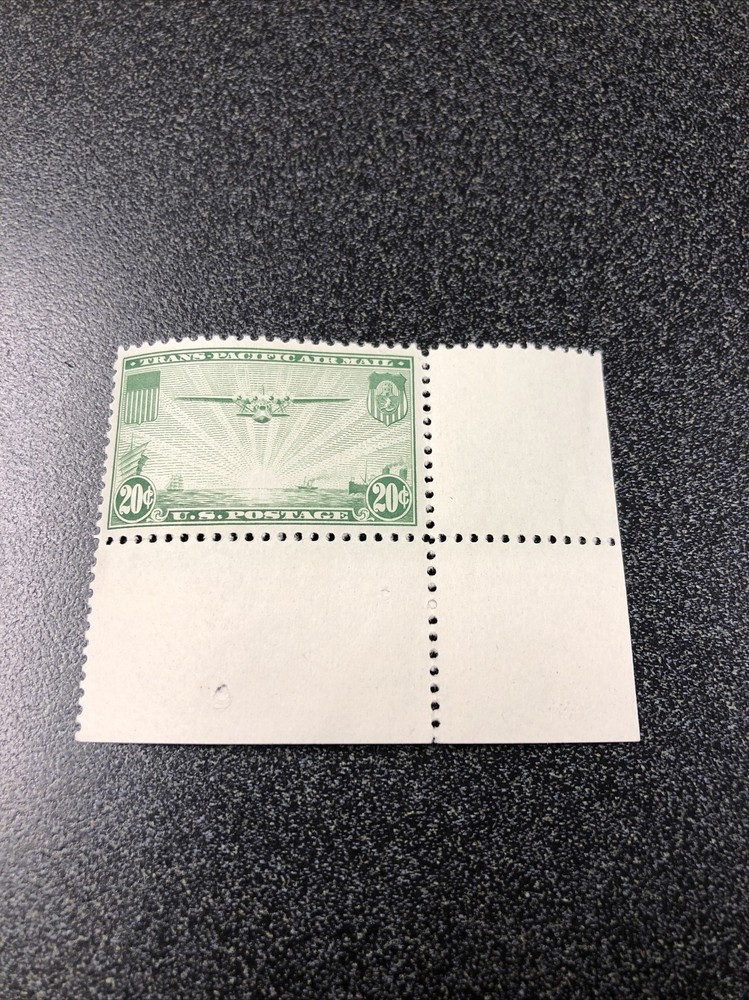 US Airmail C21 China Clipper Corner Margin Single Extra Fine Mint Never Hinged
