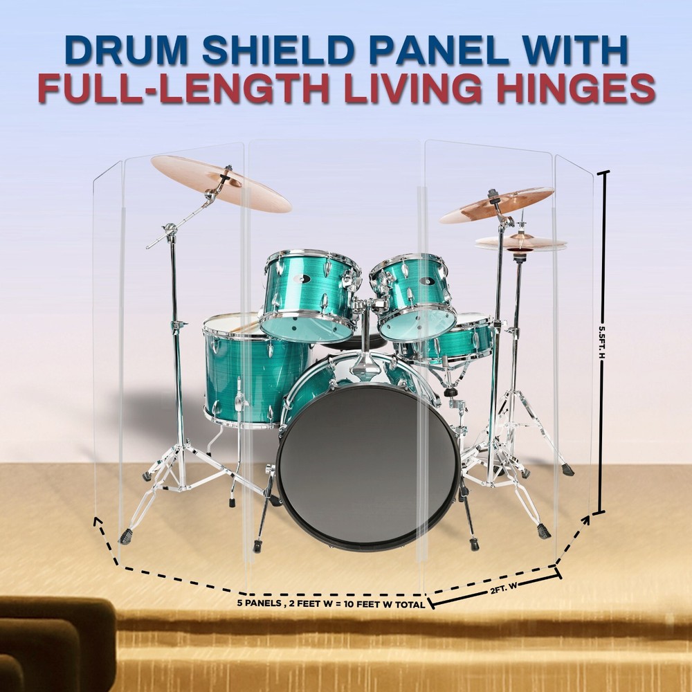 Acrylic Drum Shield DS65.5 L with Full length Hinges Total Height 5.5ft