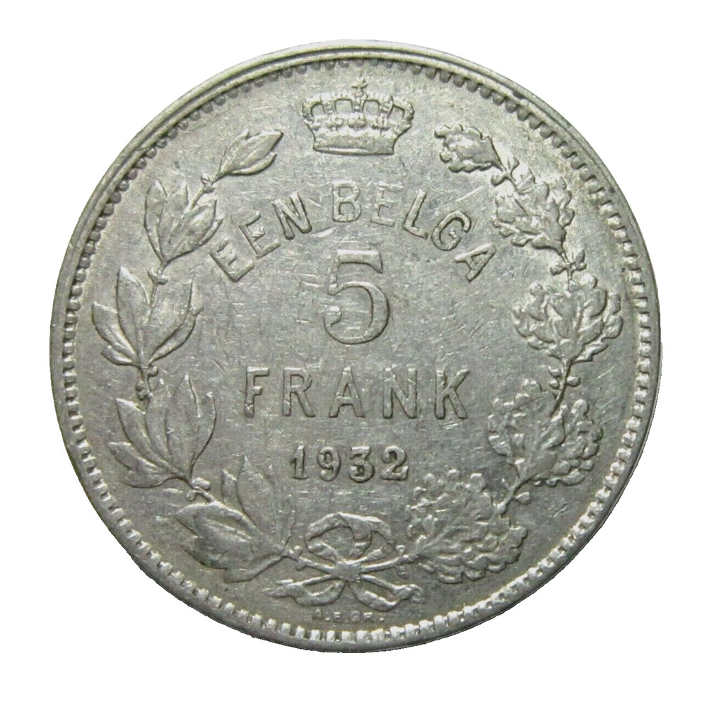 BELGIUM. 5 FRANCS (5 FRANK), 1932.