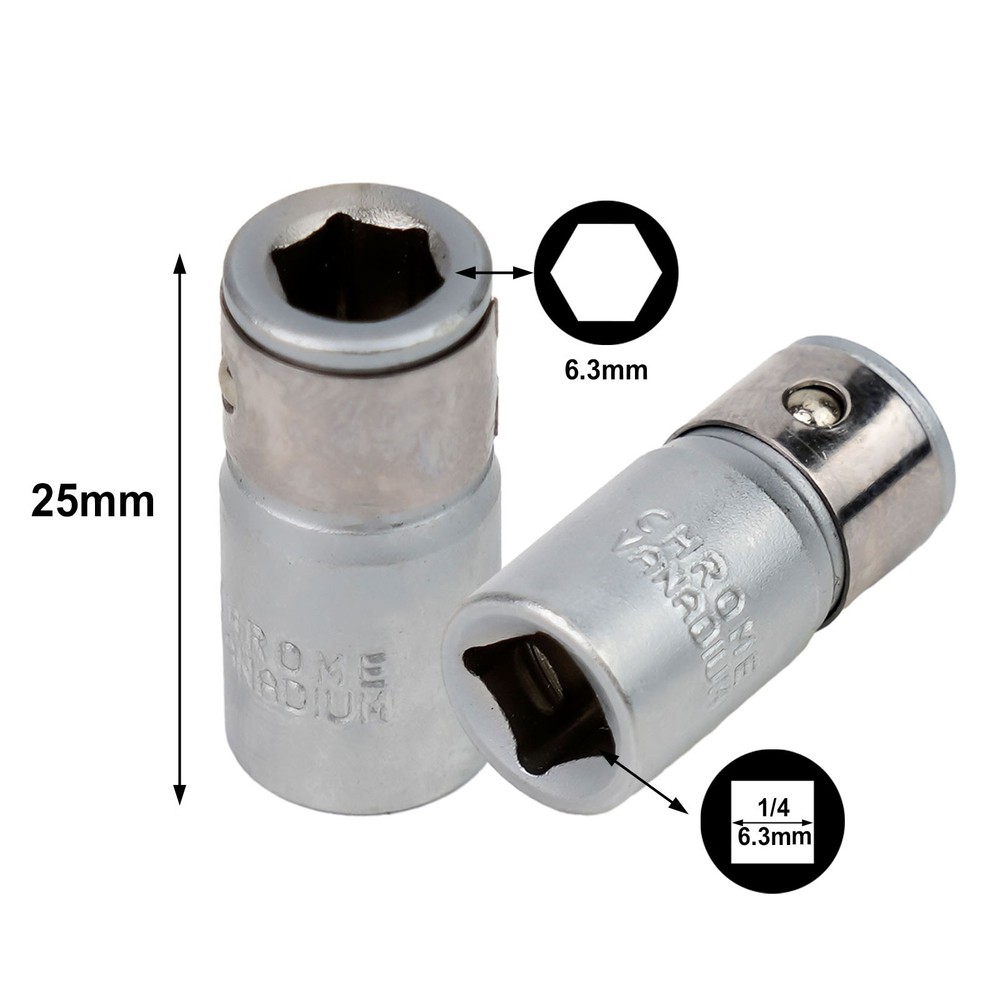 1/4 Square Drive to 1/4 Hex Shank Socket Converter Reliable Performance