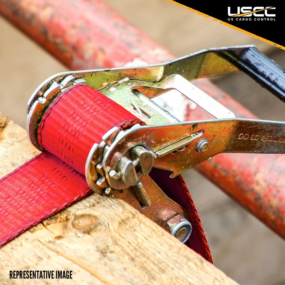 USCC 2" X 15' Endless Ratchet Straps - Red