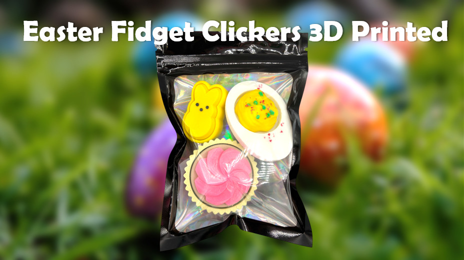 Easter Fidget Clickers 3 Pack Deviled Egg; Rainbow Cupcake; Peeps Bunny