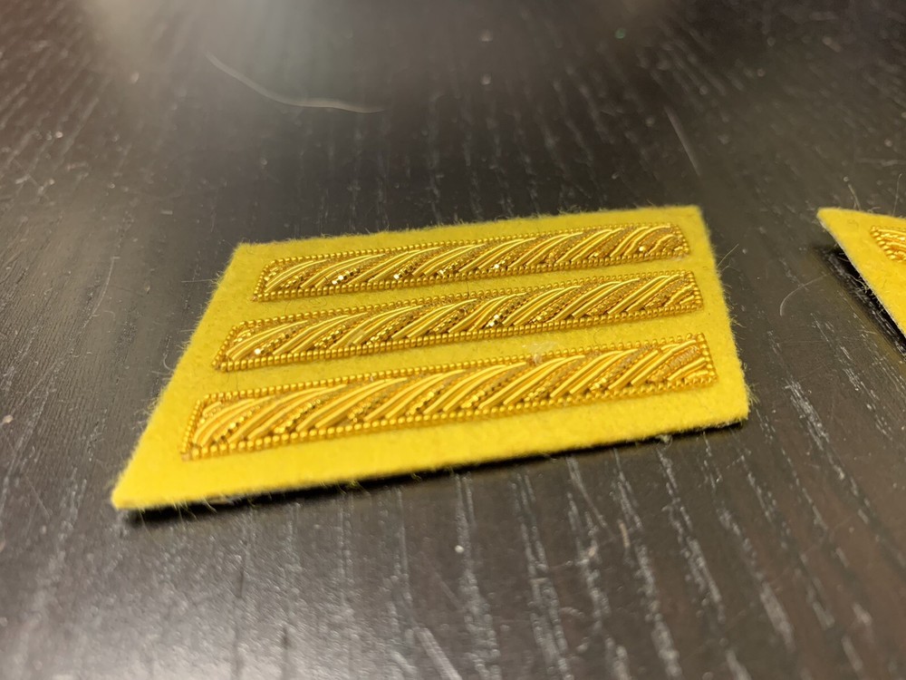 CSA Gold Embroidered Captains Bars - YELLOW Background Pair - NEW