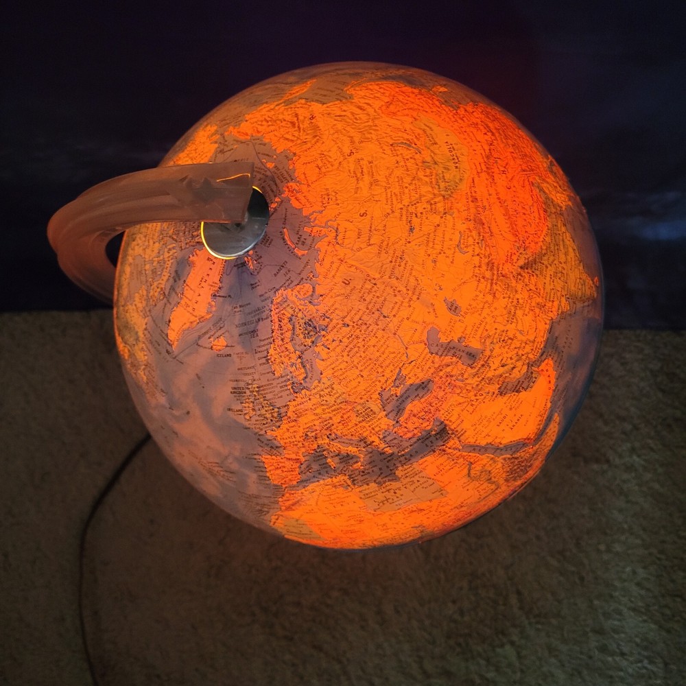 Vintage 80's Earth Globe Scan Lighted lliuminated World