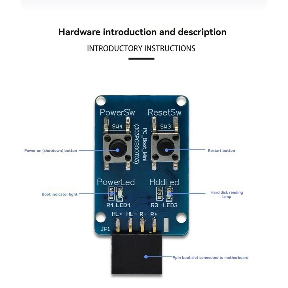 PC-Boot- Motherboard Boot Test Board 9 Pin PC on/Off Button for PC9077