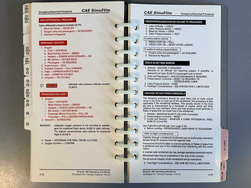 CAE SimuFlite King Air 300 Pilot’s Checklist