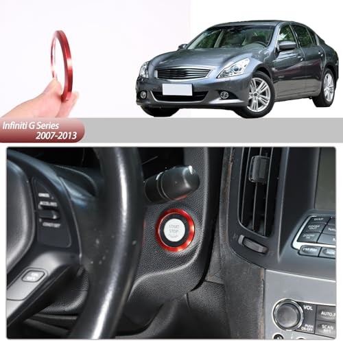 Car Engine Start Stop Button Cover Compatible with One click to start ring red