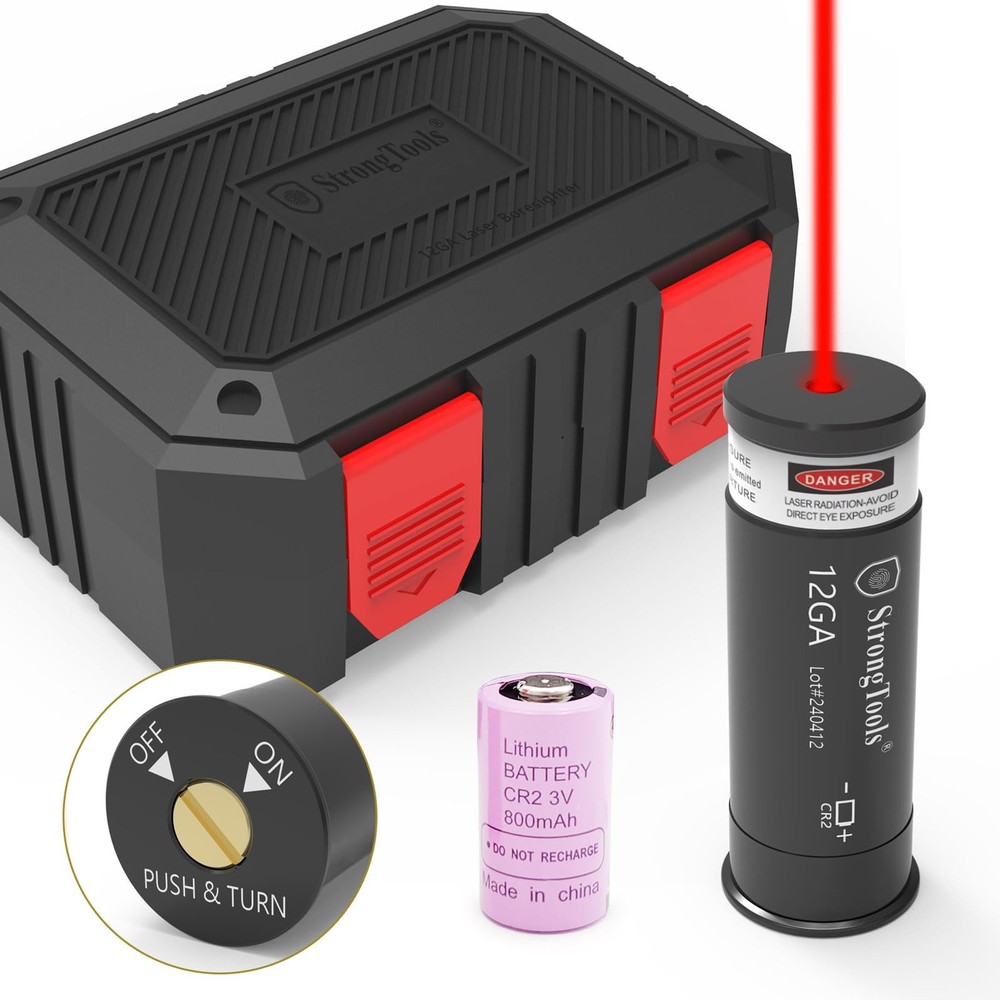 StrongTools 12GA Laser Bore Sight with Switch and High-Capacity Red
