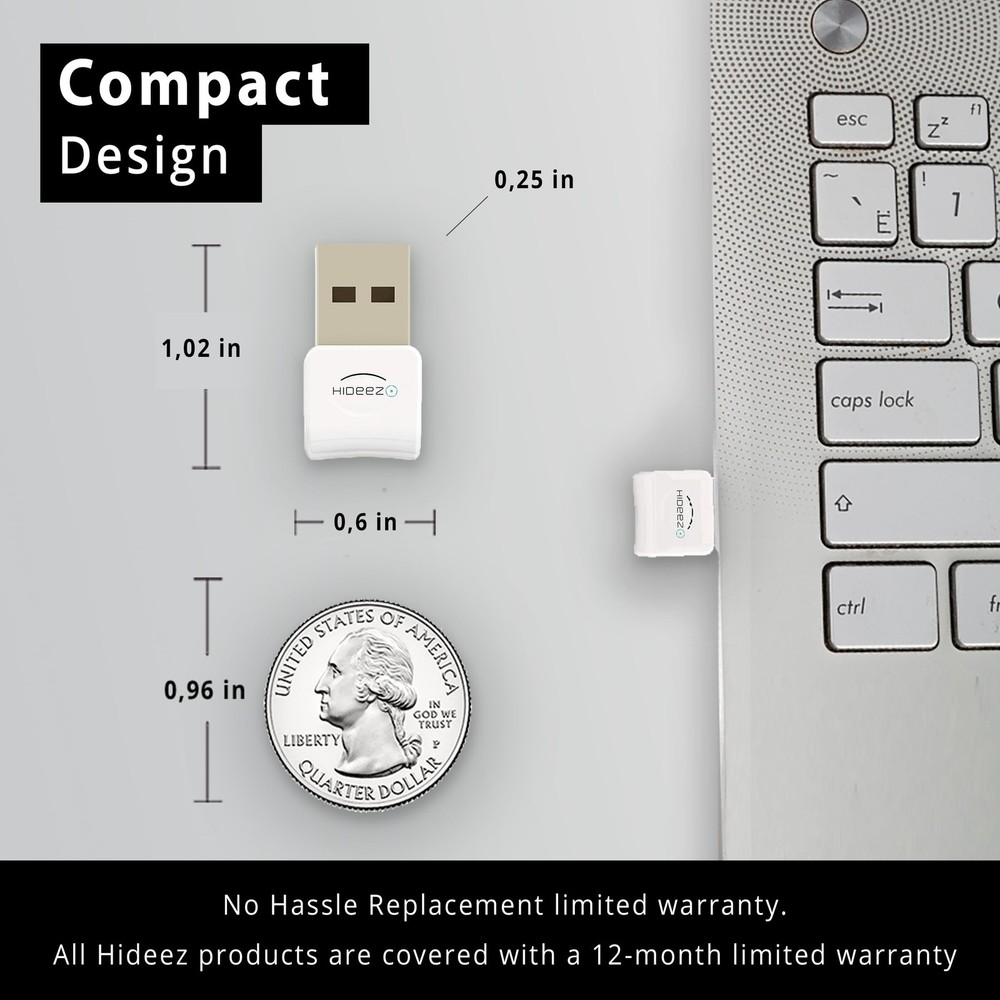 USB Bluetooth Adapter for PC macOS Linux ChromeOS Low Energy White