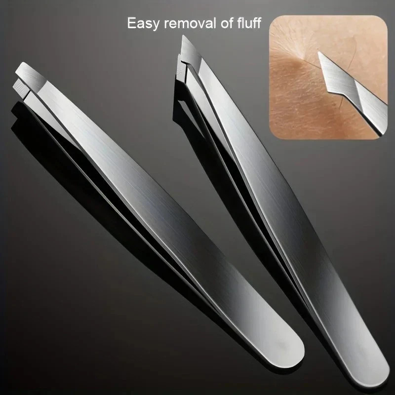 4pcs Stainless Steel Tweezers Set for Eyebrows Facial Hair Precision Grooming