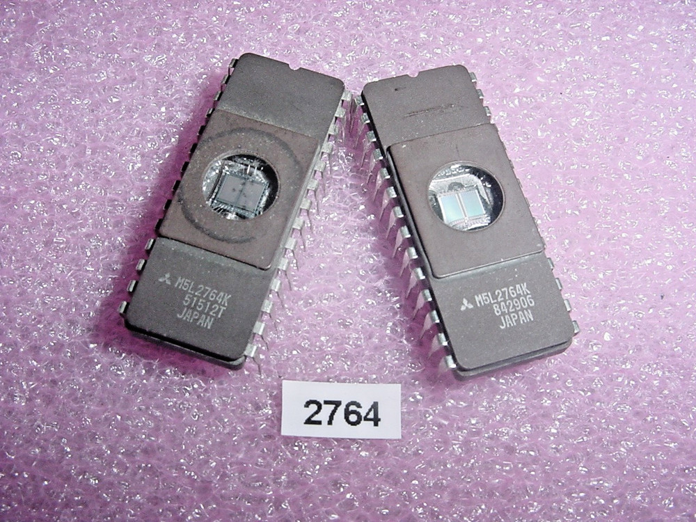 D 2764, E prom, 2 Pcs, 28 Pin, Cleaned, Erased, Blank Checked, Quick Safe Ship!
