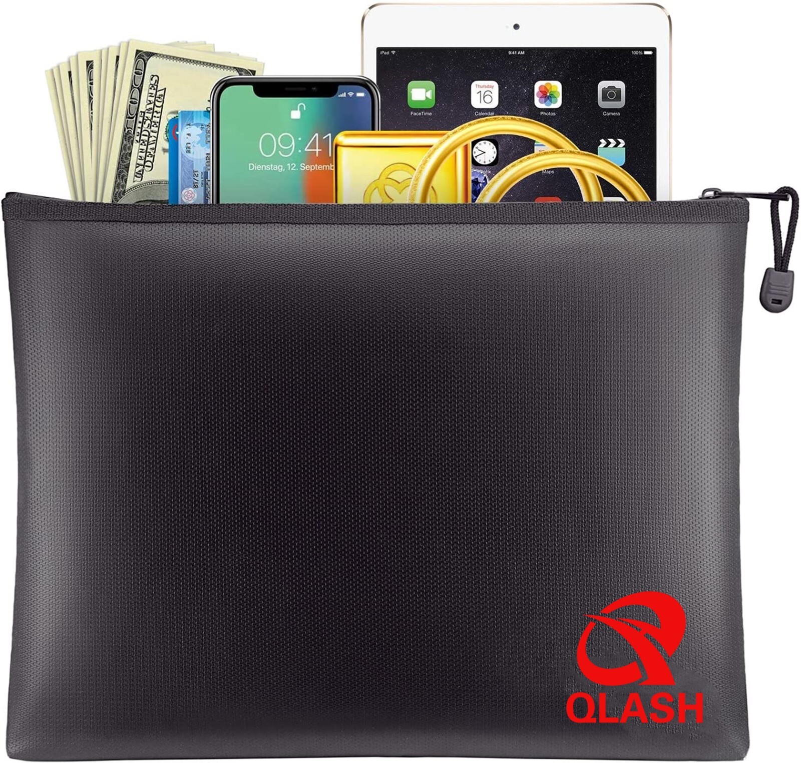 Large Fire Proof money Bag Fireproof Document Pouch Waterproof Safe Cash US