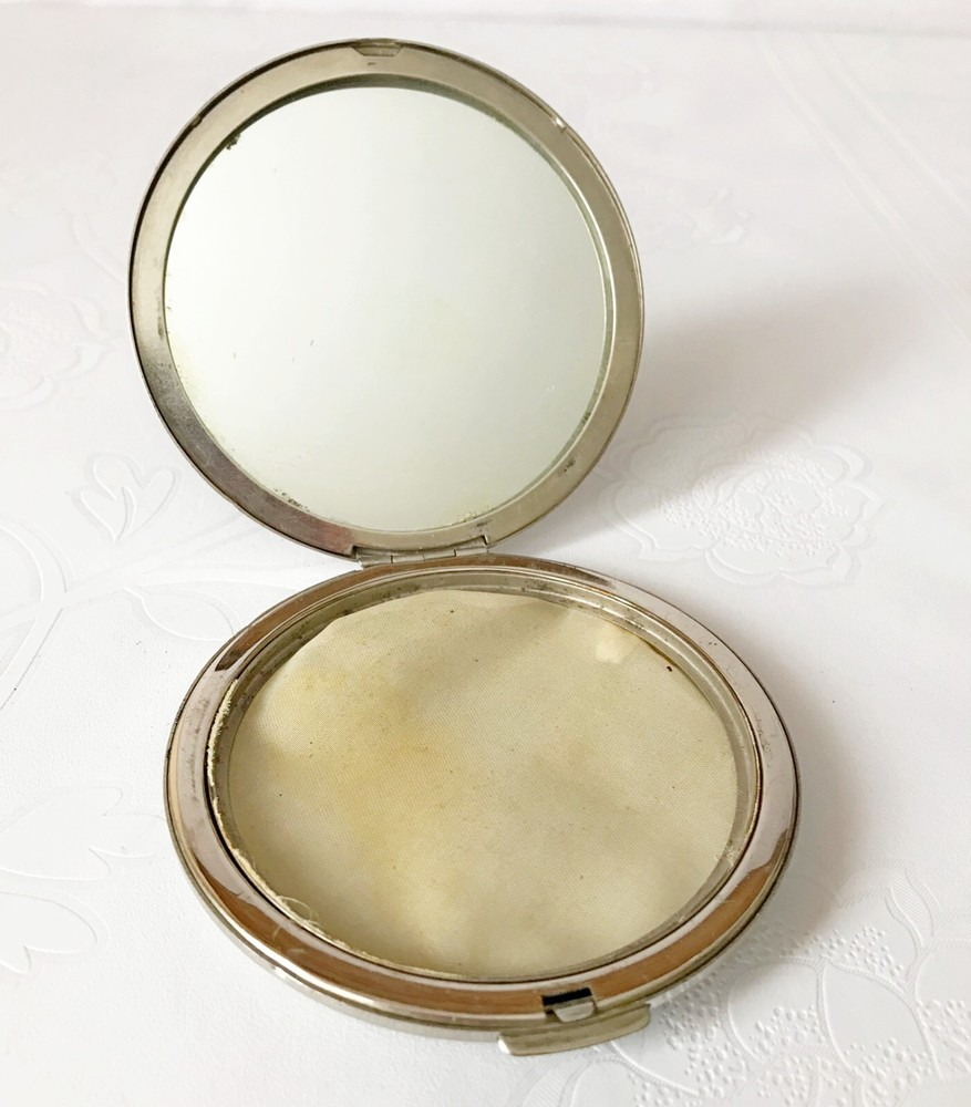 Soviet Vintage Melchior cupronickel mirror - USSR Compact powder box
