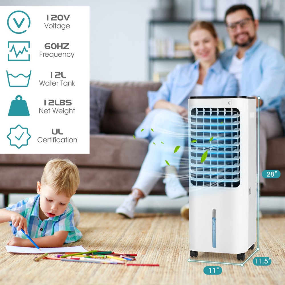 Evaporative Cooler Portable Air Cooler w/ 4 Ice Boxes & Remote Control