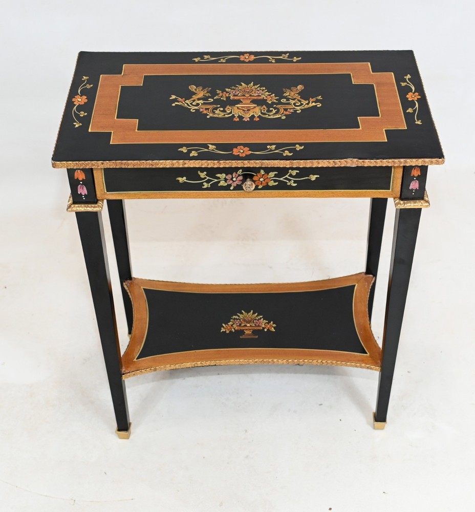 Pair French Side Tables Painted Lacquer Occasional