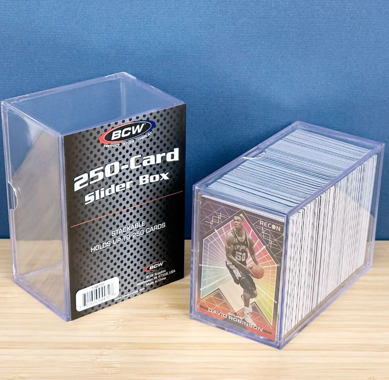 BCW (New) 3ct - 250 Card Slider Box 2 Piece Standard Size Card Holder Stackable