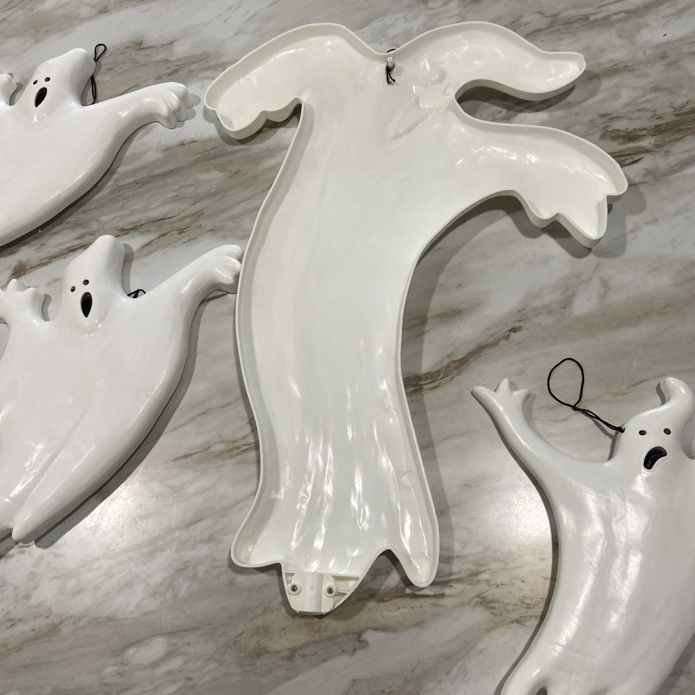 5 Halloween Ghost Wall Decor. Plastic. 10 And 20 Inches