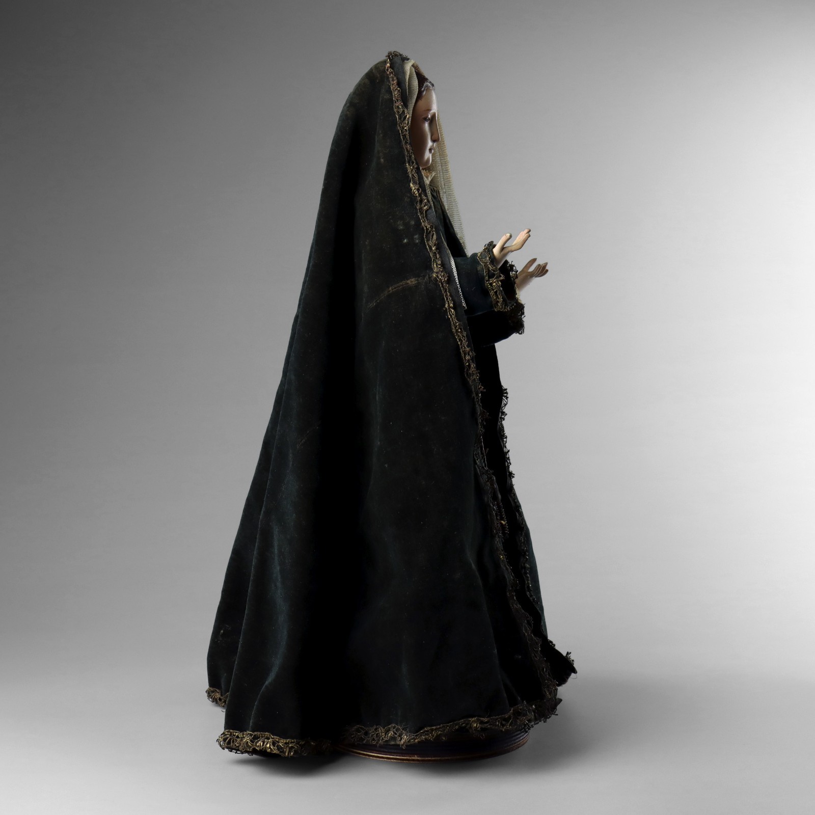 Antique 19th C Carved Wood Polychrome Santos Virgin Mary Madonna Lady of Sorrows