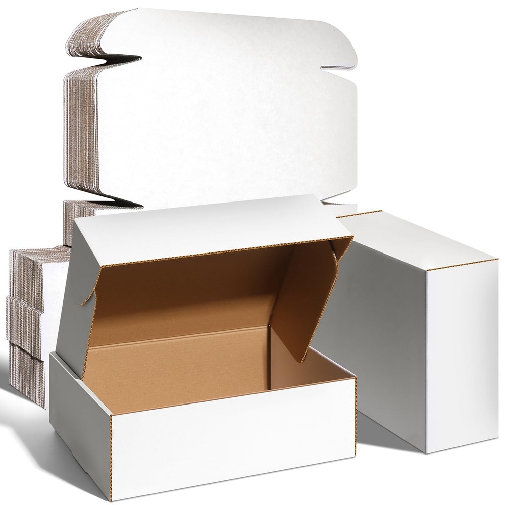 Shipping Boxes, White Corrugated Cardboard Boxes Literature Mailer Boxes Gift...