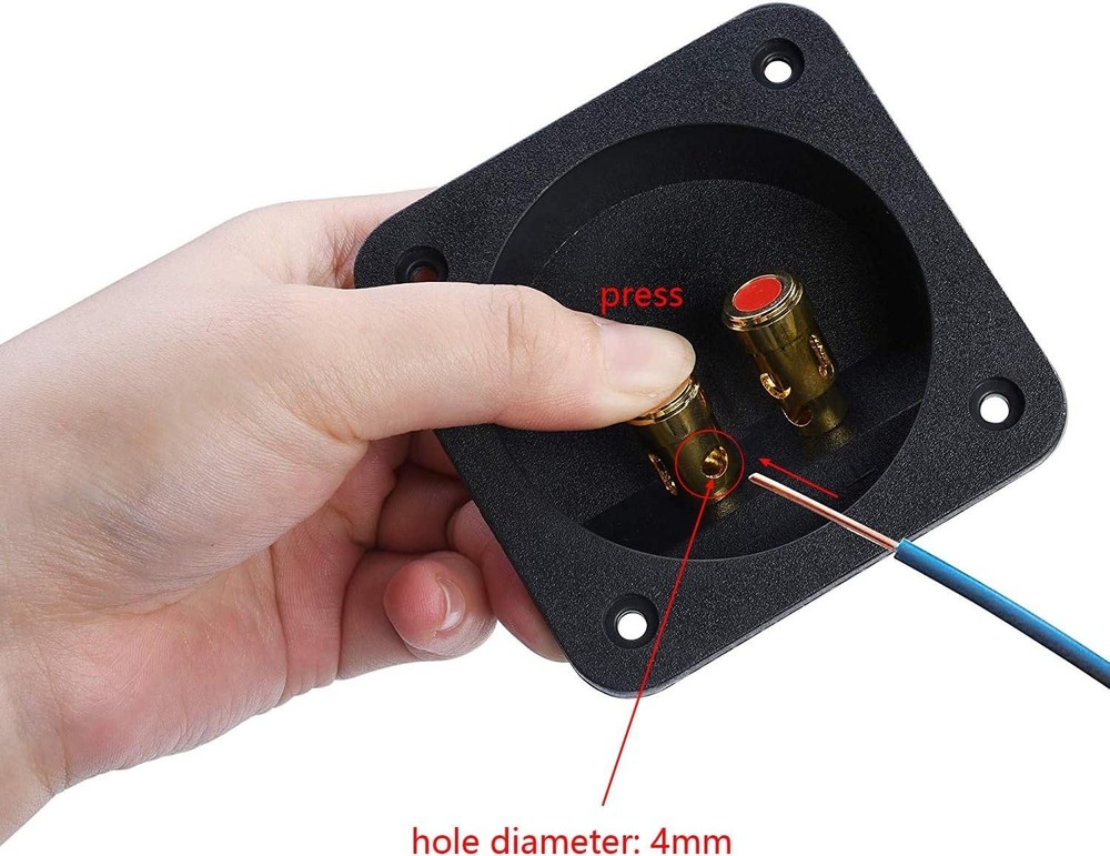 2 Pcs 3.1” Double Binding round Gold Plate Push Spring Loaded Jacks Speaker Box
