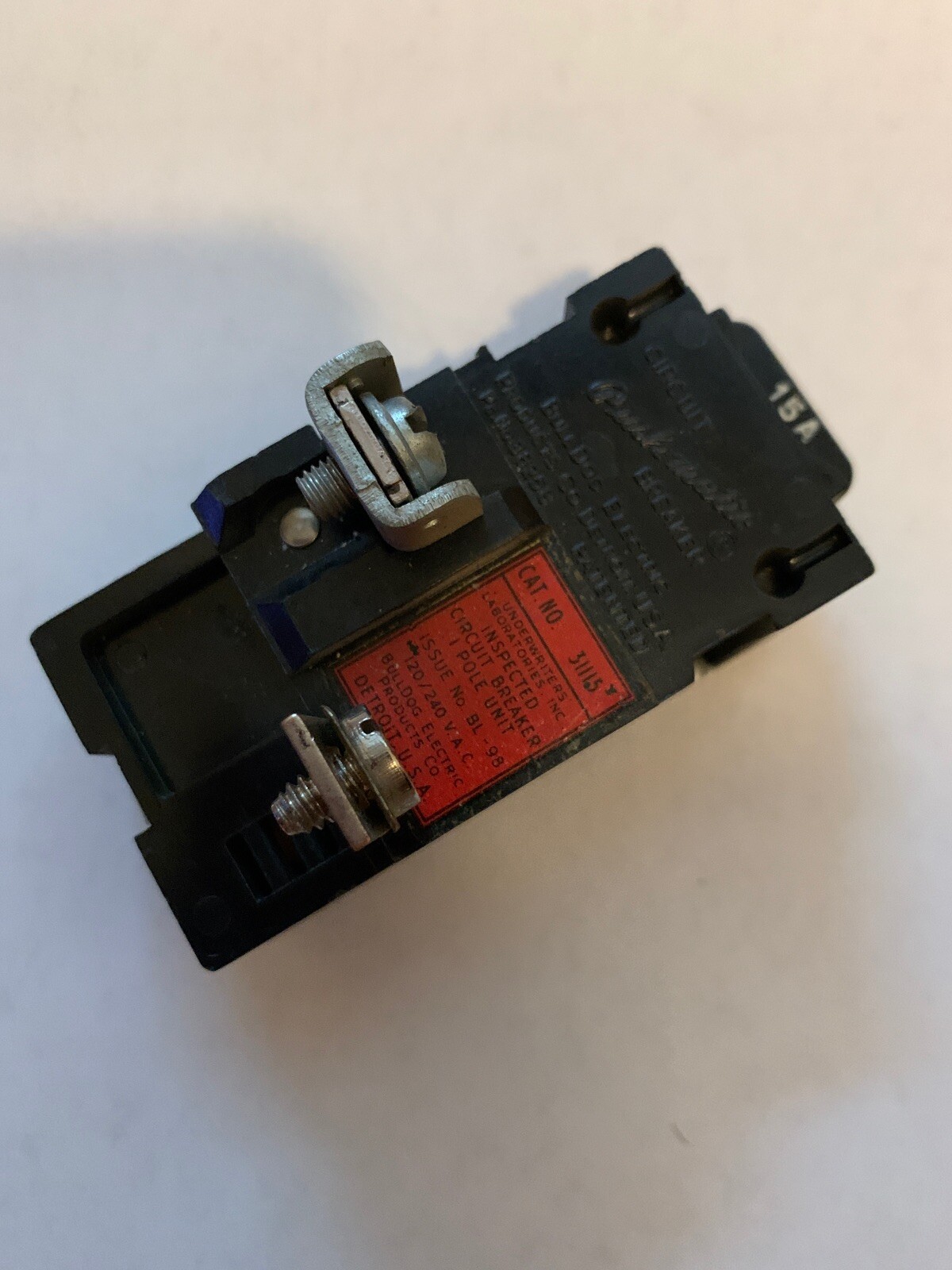 PUSHMATIC BULLDOG 15 AMP SINGLE POLE P115 1P 15A CIRCUIT BREAKER TESTED