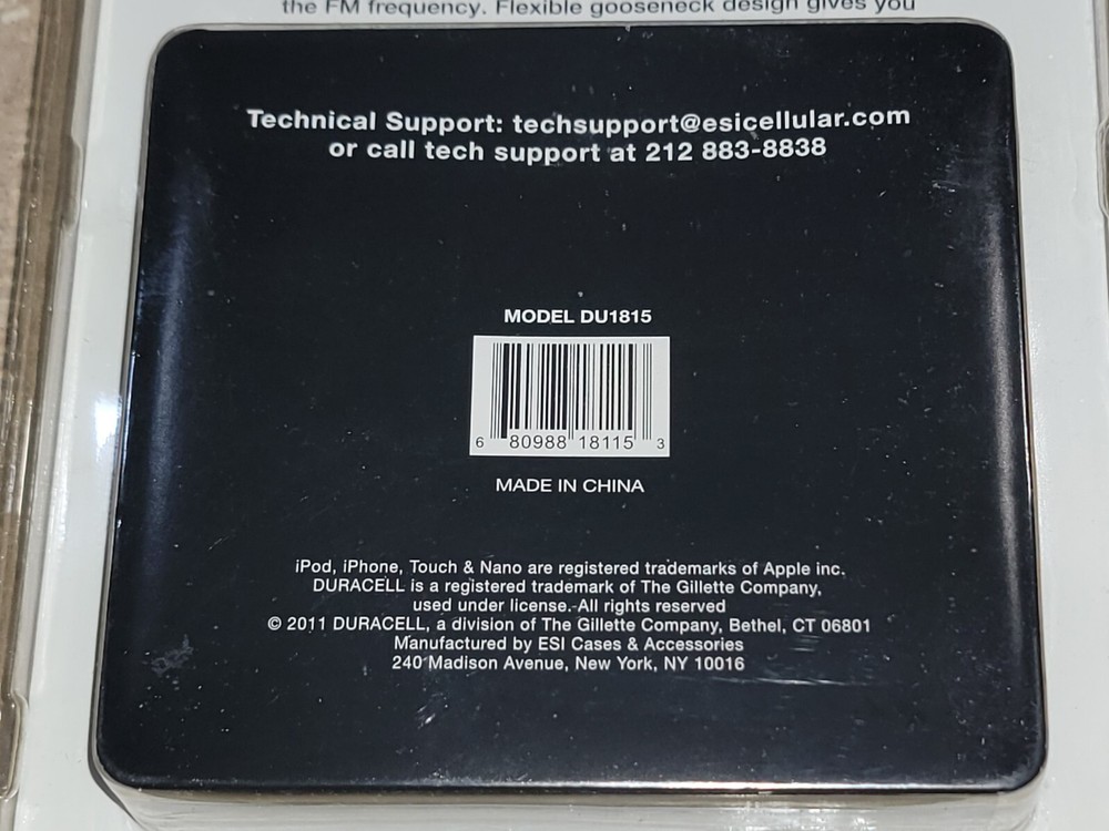 Duracell Gooseneck FM Transmitter & Charging Dock DU1815 Dockable Ipod Iphone